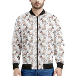 White Bull Terrier Pattern Print Men's Bomber Jacket