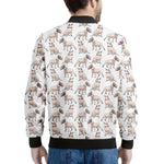 White Bull Terrier Pattern Print Men's Bomber Jacket