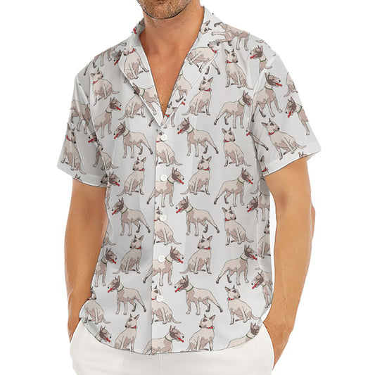 White Bull Terrier Pattern Print Men's Deep V-Neck Shirt