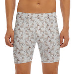 White Bull Terrier Pattern Print Men's Long Boxer Briefs
