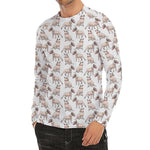White Bull Terrier Pattern Print Men's Long Sleeve Rash Guard