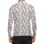 White Bull Terrier Pattern Print Men's Long Sleeve Rash Guard