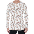 White Bull Terrier Pattern Print Men's Long Sleeve T-Shirt