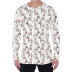 White Bull Terrier Pattern Print Men's Long Sleeve T-Shirt