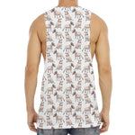 White Bull Terrier Pattern Print Men's Muscle Tank Top