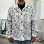 White Bull Terrier Pattern Print Men's Shirt Jacket