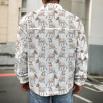 White Bull Terrier Pattern Print Men's Shirt Jacket