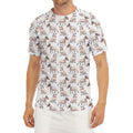 White Bull Terrier Pattern Print Men's Short Sleeve Rash Guard