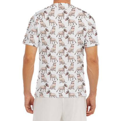 White Bull Terrier Pattern Print Men's Short Sleeve Rash Guard