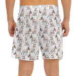 White Bull Terrier Pattern Print Men's Split Running Shorts