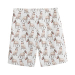 White Bull Terrier Pattern Print Men's Sports Shorts