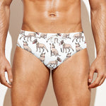 White Bull Terrier Pattern Print Men's Swim Briefs