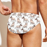 White Bull Terrier Pattern Print Men's Swim Briefs