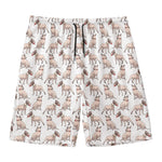 White Bull Terrier Pattern Print Men's Swim Trunks