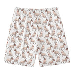 White Bull Terrier Pattern Print Men's Swim Trunks