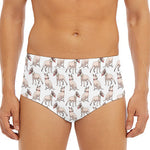 White Bull Terrier Pattern Print Men's Triangle Swim Briefs