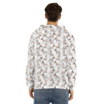 White Bull Terrier Pattern Print Men's Velvet Pullover Hoodie