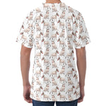 White Bull Terrier Pattern Print Men's Velvet T-Shirt