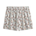 White Bull Terrier Pattern Print Mesh Shorts