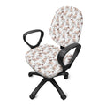 White Bull Terrier Pattern Print Office Chair Cover