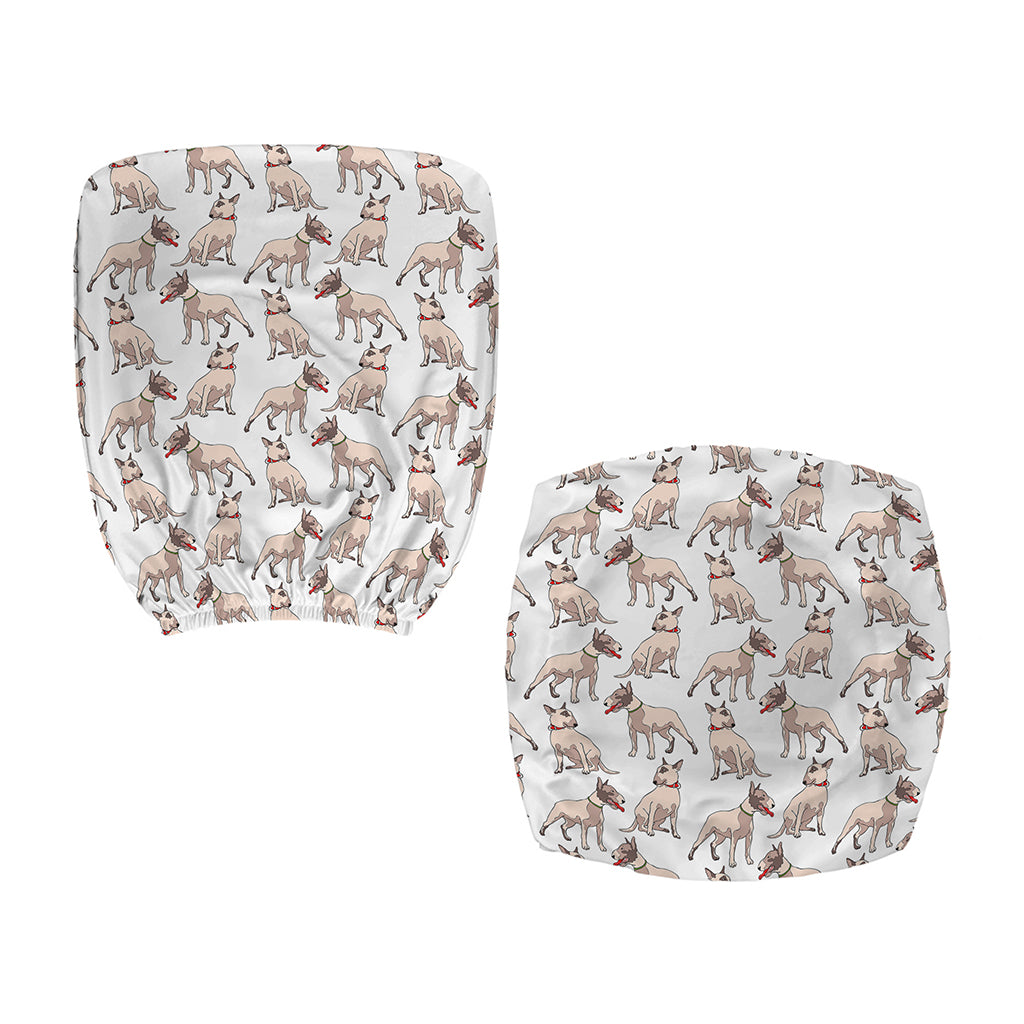 White Bull Terrier Pattern Print Office Chair Cover