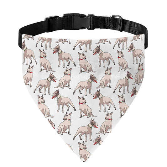 White Bull Terrier Pattern Print Over The Collar Dog Bandana