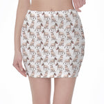 White Bull Terrier Pattern Print Pencil Mini Skirt