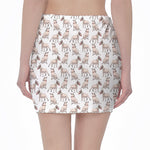 White Bull Terrier Pattern Print Pencil Mini Skirt