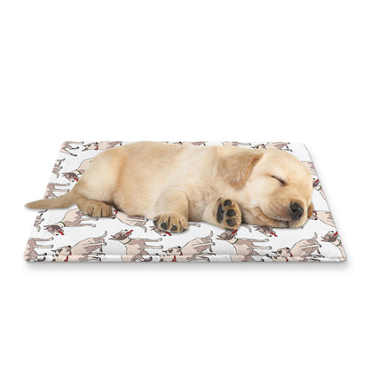 White Bull Terrier Pattern Print Pet Cooling Mat Cover