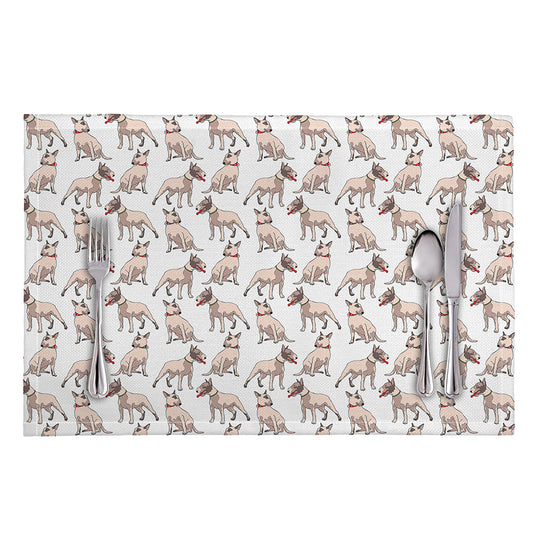 White Bull Terrier Pattern Print Placemat
