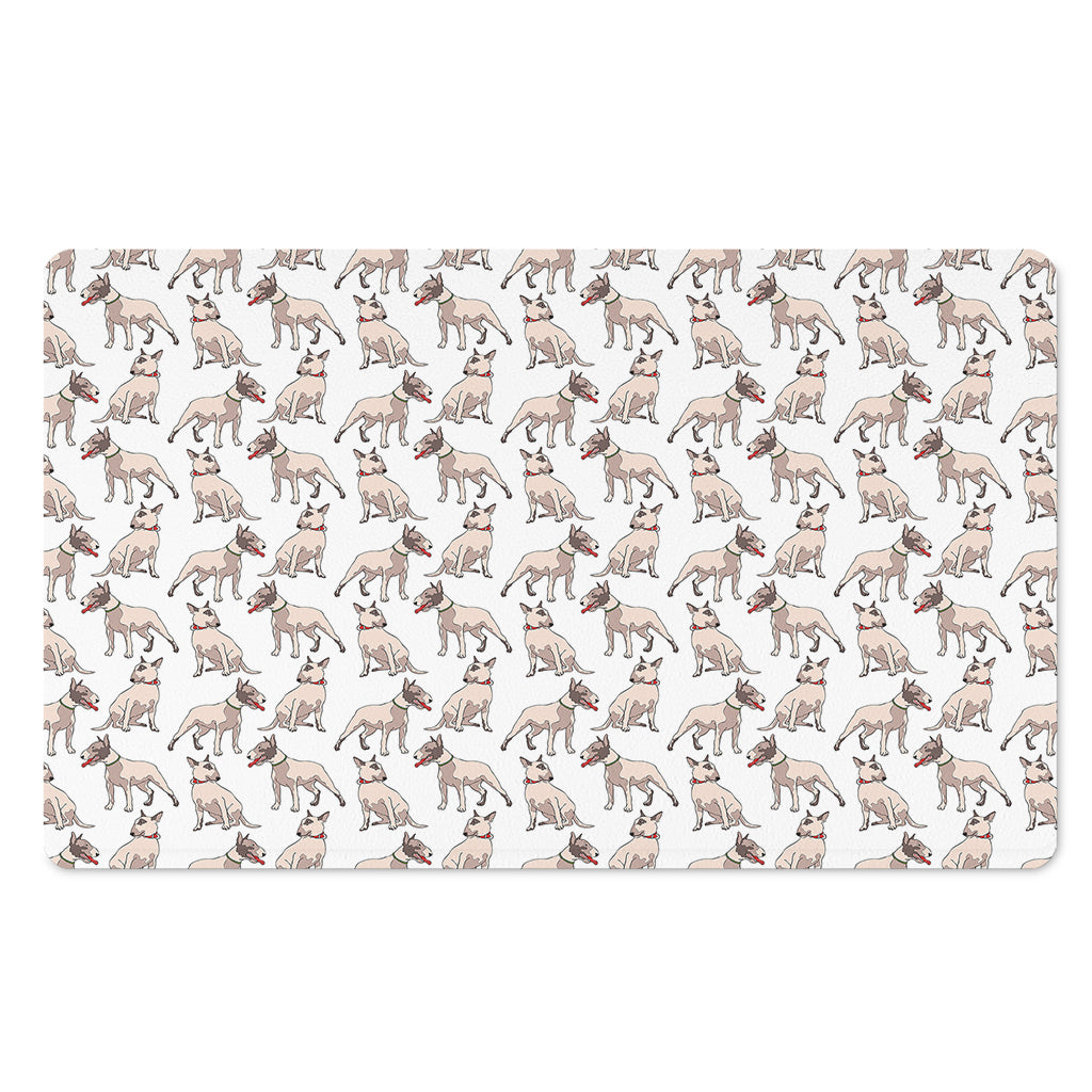 White Bull Terrier Pattern Print Polyester Doormat