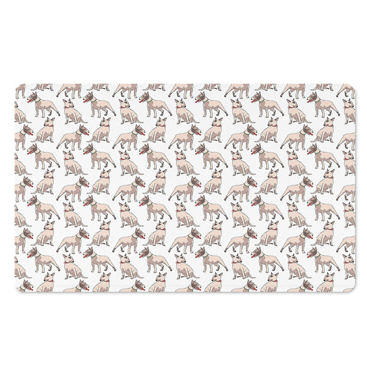 White Bull Terrier Pattern Print Polyester Doormat