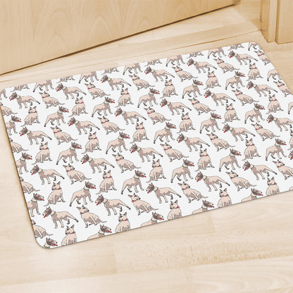 White Bull Terrier Pattern Print Polyester Doormat