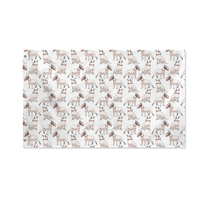 White Bull Terrier Pattern Print Polyester Flag
