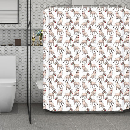 White Bull Terrier Pattern Print Polyester Shower Curtain