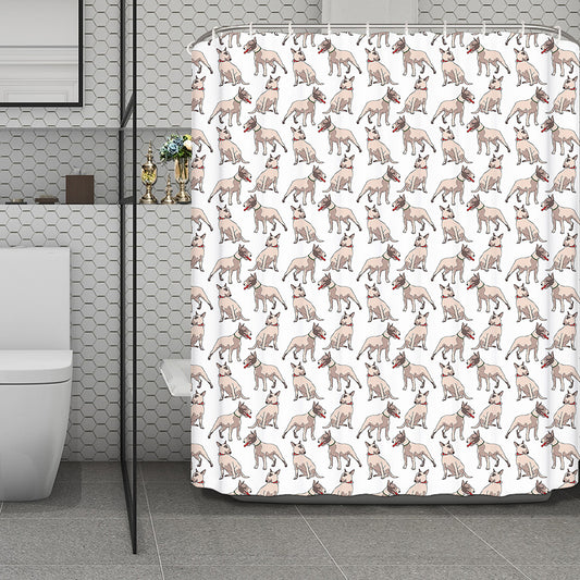 White Bull Terrier Pattern Print Polyester Shower Curtain