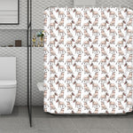 White Bull Terrier Pattern Print Polyester Shower Curtain
