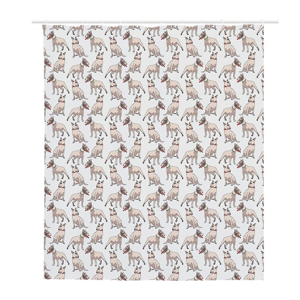 White Bull Terrier Pattern Print Polyester Shower Curtain