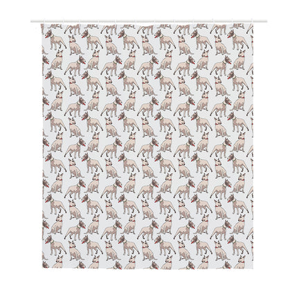 White Bull Terrier Pattern Print Polyester Shower Curtain