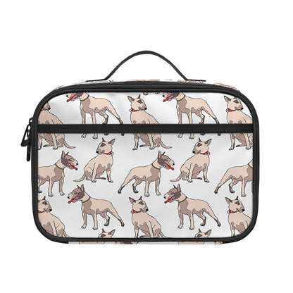 White Bull Terrier Pattern Print Portable Lunch Bag