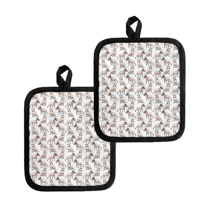White Bull Terrier Pattern Print Pot Holders