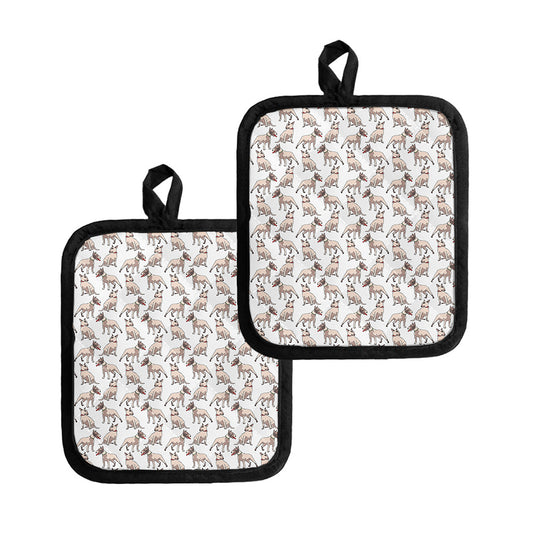 White Bull Terrier Pattern Print Pot Holders
