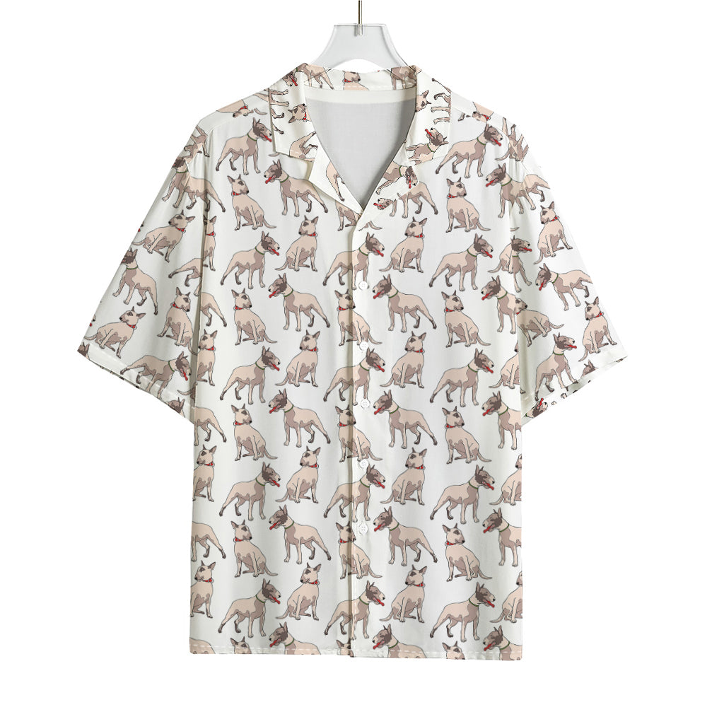 White Bull Terrier Pattern Print Rayon Hawaiian Shirt