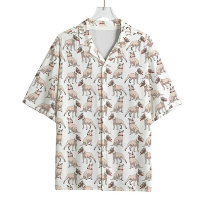 White Bull Terrier Pattern Print Rayon Hawaiian Shirt