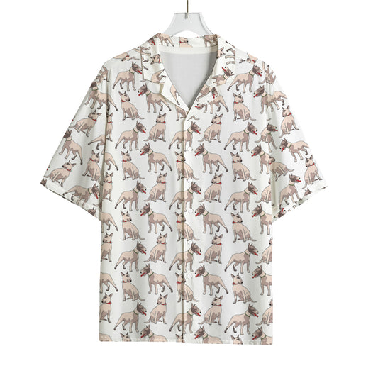 White Bull Terrier Pattern Print Rayon Hawaiian Shirt