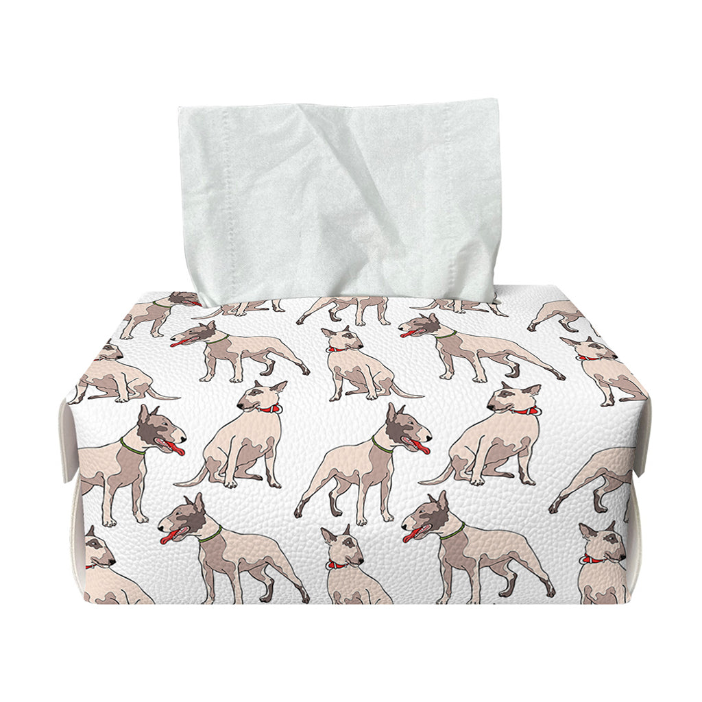 White Bull Terrier Pattern Print Rectangle Tissue Box Cover