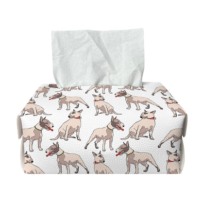 White Bull Terrier Pattern Print Rectangle Tissue Box Cover