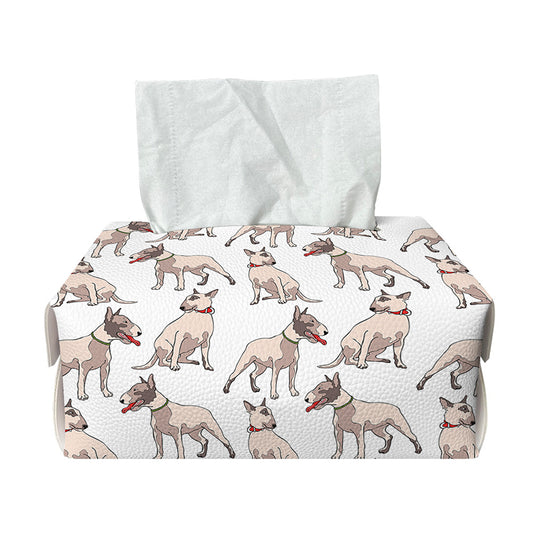 White Bull Terrier Pattern Print Rectangle Tissue Box Cover