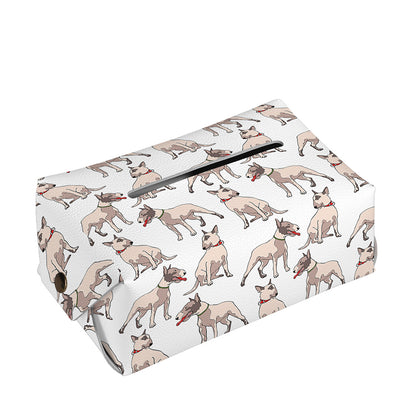 White Bull Terrier Pattern Print Rectangle Tissue Box Cover