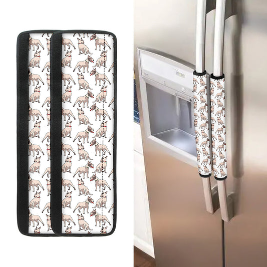 White Bull Terrier Pattern Print Refrigerator Handle Covers